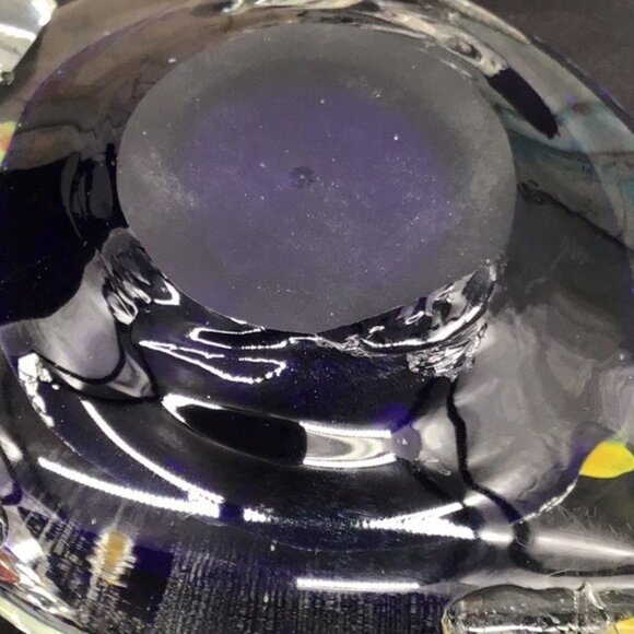 Handcrafted Glass Turtle Paperweight With Millefiori Design & Silver Leaf Accent - Picture 4 of 6